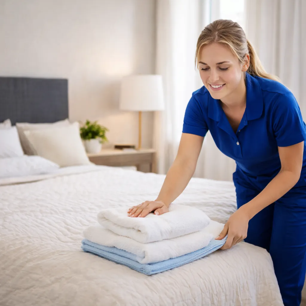 cleaning the bedroom at airbnb