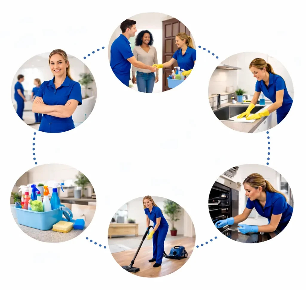Infographics of cleaning in a circle why choose us